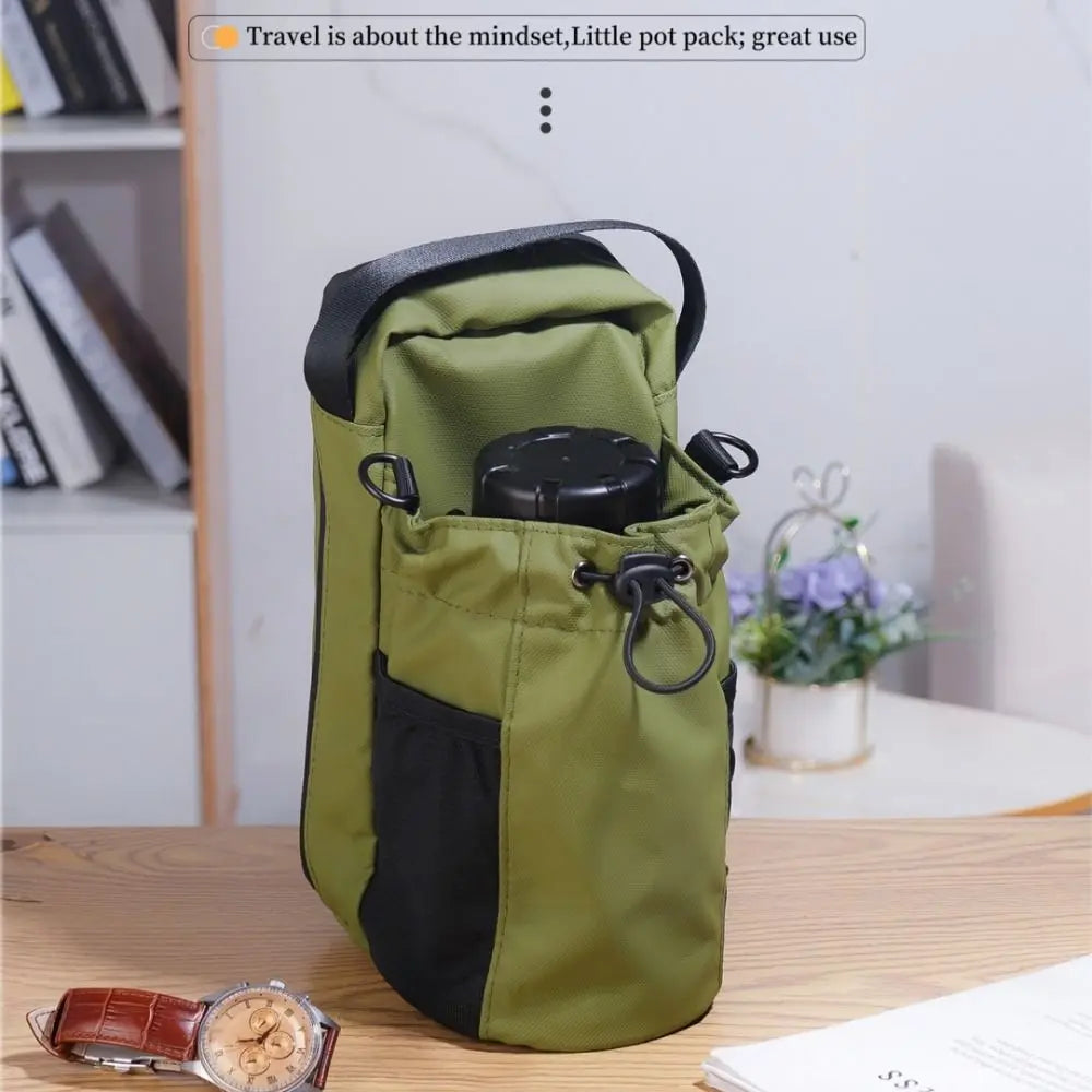 Magnetic Water Bottle Sling Bag Pull Cord Multi-Layer Gym Bottle Bag Large Capacity Adjustable Crossbody Sports Bag Gym