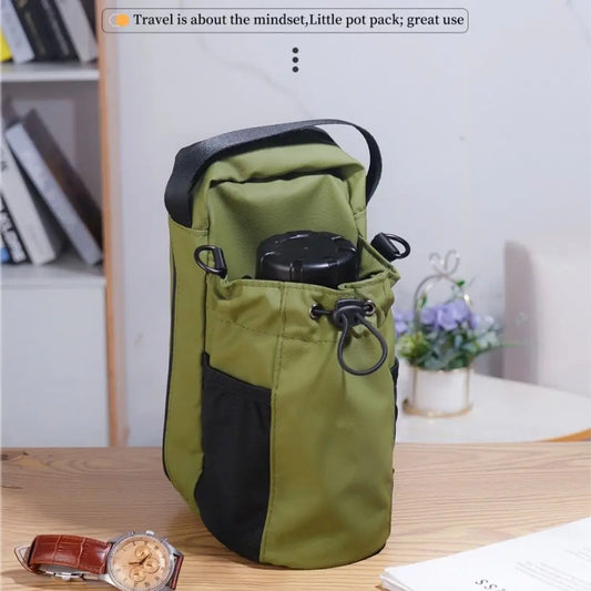 Magnetic Water Bottle Sling Bag Pull Cord Multi-Layer Gym Bottle Bag Large Capacity Adjustable Crossbody Sports Bag Gym