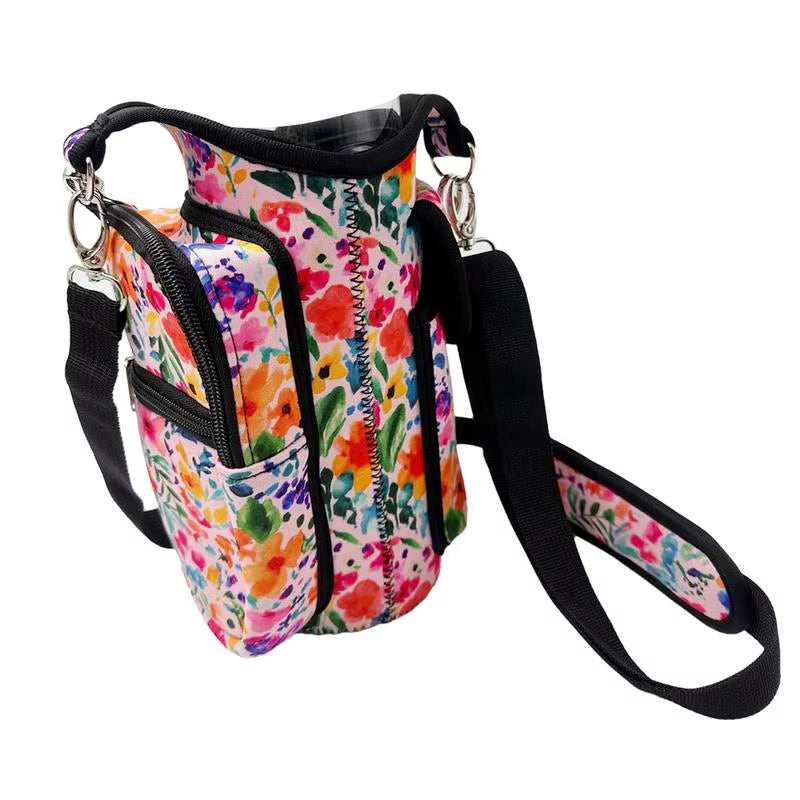 Fitness Magnetic Gym Water Bottle Bag Bottle Pouch Sling Bag Portable Magnetic Gym Bottle Organizer Pouch with Phone Pocket