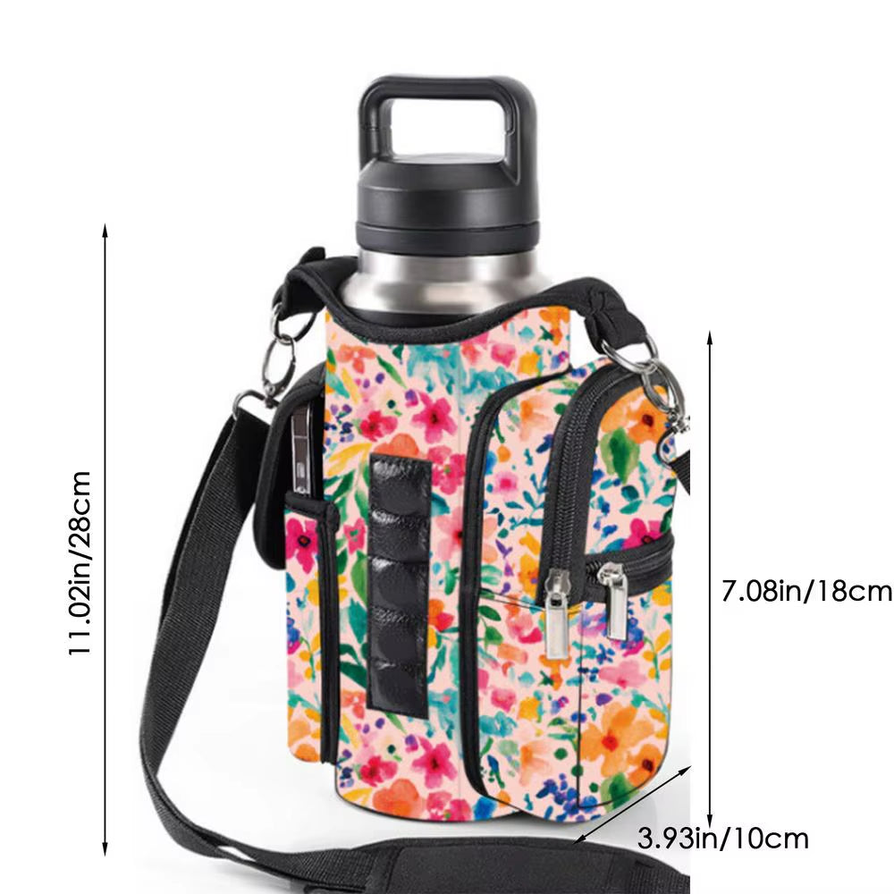 Fitness Magnetic Gym Water Bottle Bag Bottle Pouch Sling Bag Portable Magnetic Gym Bottle Organizer Pouch with Phone Pocket