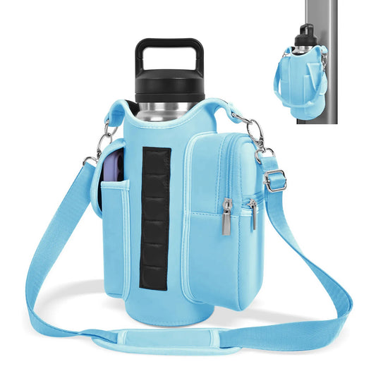 Magnetic Gym Bag Water Bottle Carrier Holder with Adjustable Shoulder Strap, 40Oz Magnets Magnetic Gym Bag Bottle Pouch Sling